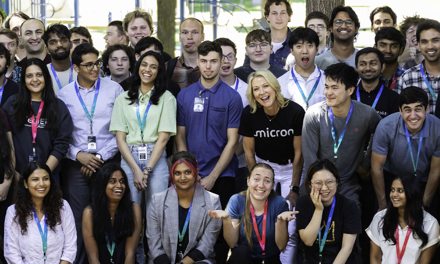 Intern class of 2025 with Micron's executive vice president and chief people officer April Arnzen​
